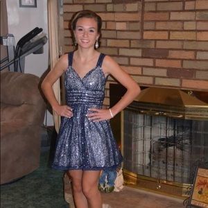 Homecoming dress! Nah blue sequin. Size 0-1.